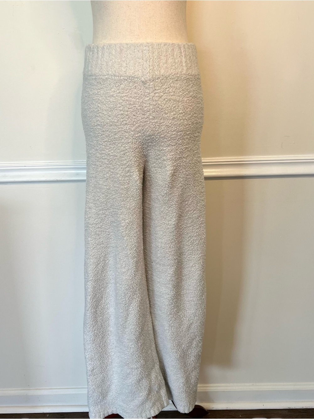 Skims Cozy Knit Wide-Leg Lounge Pants in Cream